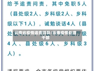 云南省疫情追责领导/云南疫情处理干部