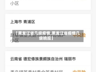 【黑龙江省几级疫情,黑龙江省疫情几级响应】