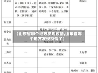 【山东省哪个地方发现疫情,山东省哪个地方发现疫情了】