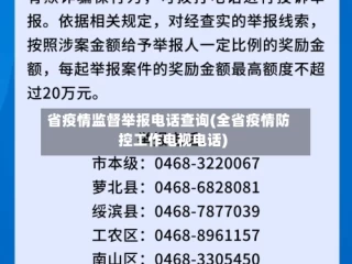 省疫情监督举报电话查询(全省疫情防控工作电视电话)