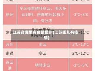 江苏省哪里有疫情最新(江苏哪儿有疫情)