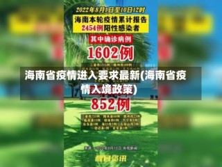 海南省疫情进入要求最新(海南省疫情入境政策)