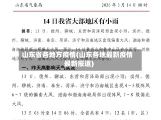 山东省各地方疫情(山东各地最新疫情最新报道)
