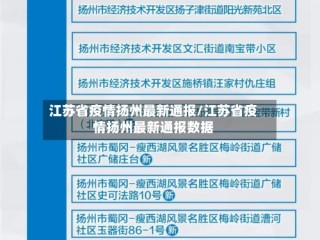 江苏省疫情扬州最新通报/江苏省疫情扬州最新通报数据