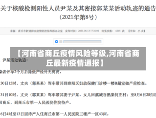 【河南省商丘疫情风险等级,河南省商丘最新疫情通报】