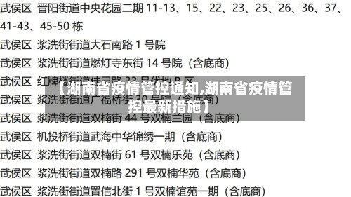 【湖南省疫情管控通知,湖南省疫情管控最新措施】