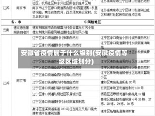 安徽省疫情属于什么级别(安徽疫情等级区域划分)