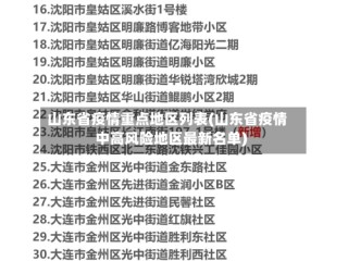 山东省疫情重点地区列表(山东省疫情中高风险地区最新名单)
