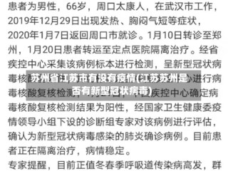 苏州省江苏市有没有疫情(江苏苏州是否有新型冠状病毒)