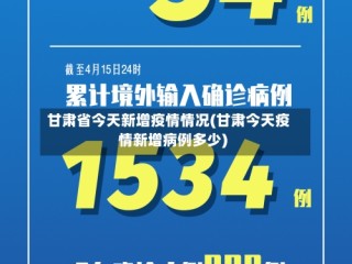 甘肃省今天新增疫情情况(甘肃今天疫情新增病例多少)
