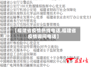 【福建省疫情热线电话,福建省疫情询问电话】