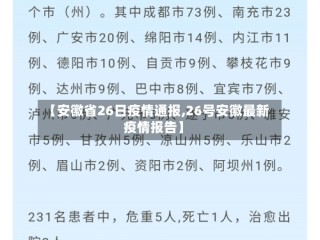 【安徽省26日疫情通报,26号安徽最新疫情报告】
