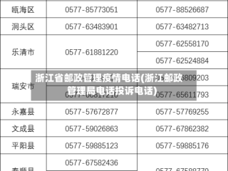 浙江省邮政管理疫情电话(浙江邮政管理局电话投诉电话)