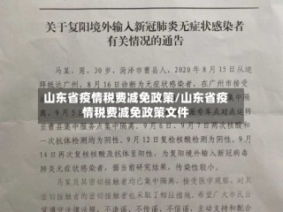 山东省疫情税费减免政策/山东省疫情税费减免政策文件
