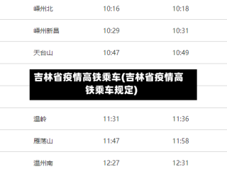 吉林省疫情高铁乘车(吉林省疫情高铁乘车规定)