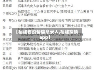 【福建省疫情信息录入,福建疫情app】