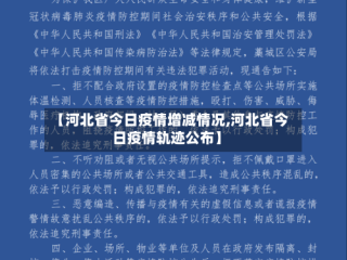 【河北省今日疫情增减情况,河北省今日疫情轨迹公布】