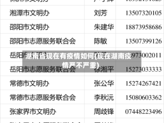 湖南省现在有疫情如何(现在湖南疫情严不严重)