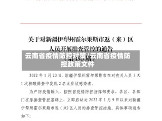 云南省疫情防控对策/云南省疫情防控政策文件