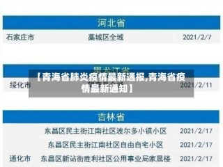 【青海省肺炎疫情最新通报,青海省疫情最新通知】