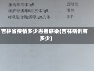 吉林省疫情多少患者感染(吉林病例有多少)
