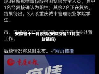 安徽省十一月疫情(安徽疫情11月会封锁吗)