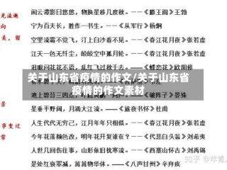 关于山东省疫情的作文/关于山东省疫情的作文素材