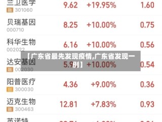 【广东省最先发现疫情,广东省发现一例】