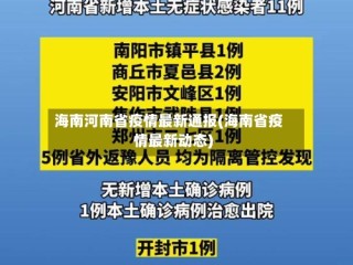 海南河南省疫情最新通报(海南省疫情最新动态)