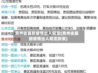 贵州省最新疫情出入规定(贵州省最新疫情出入规定政策)
