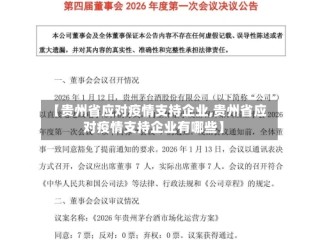 【贵州省应对疫情支持企业,贵州省应对疫情支持企业有哪些】