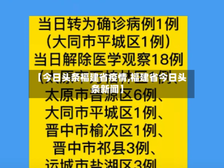 【今日头条福建省疫情,福建省今日头条新闻】