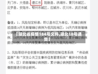 【湖北省疫情184号文件,湖北18号通告】
