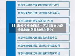 【甘肃省疫情中风险小区,甘肃省内疫情风险地区是如何划分的】