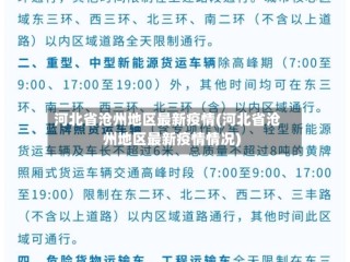 河北省沧州地区最新疫情(河北省沧州地区最新疫情情况)