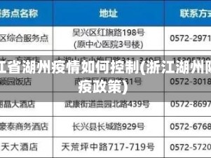 浙江省湖州疫情如何控制(浙江湖州防疫政策)