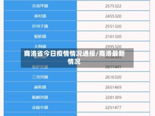 商洛省今日疫情情况通报/商洛最新情况