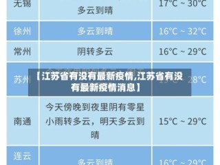 【江苏省有没有最新疫情,江苏省有没有最新疫情消息】