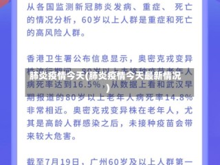 肺炎疫情今天(肺炎疫情今天最新情况)