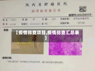 【疫情排查项目,疫情排查汇总表】