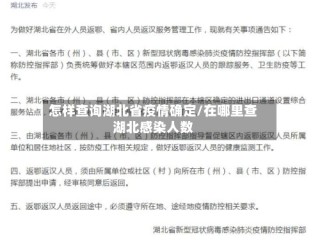 怎样查询湖北省疫情确定/在哪里查湖北感染人数