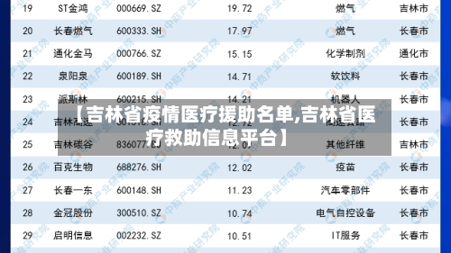 【吉林省疫情医疗援助名单,吉林省医疗救助信息平台】
