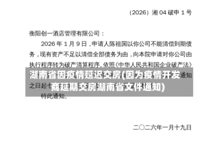 湖南省因疫情延迟交房(因为疫情开发商延期交房湖南省文件通知)