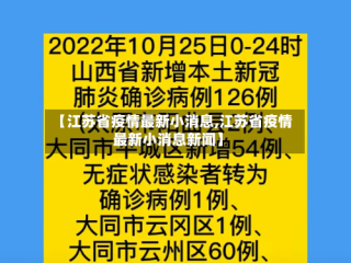 【江苏省疫情最新小消息,江苏省疫情最新小消息新闻】