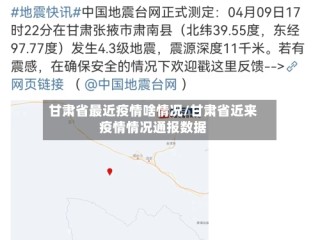 甘肃省最近疫情啥情况/甘肃省近来疫情情况通报数据