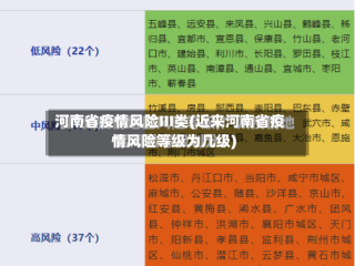 河南省疫情风险III类(近来河南省疫情风险等级为几级)