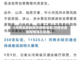 【河南省最新指示疫情消息,河南省最新疫情报告数据】
