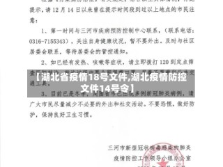 【湖北省疫情18号文件,湖北疫情防控文件14号令】