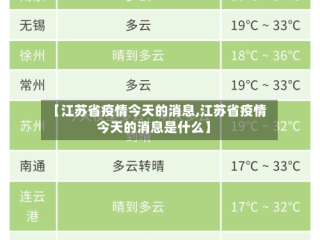 【江苏省疫情今天的消息,江苏省疫情今天的消息是什么】