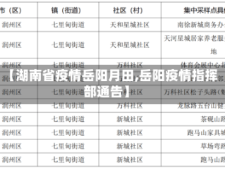 【湖南省疫情岳阳月田,岳阳疫情指挥部通告】